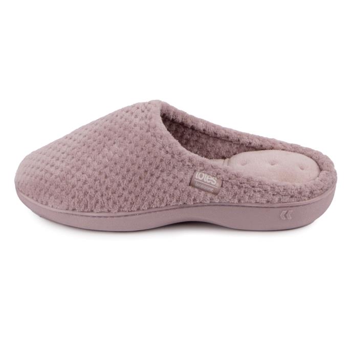Isotoner Ladies Popcorn Terry Mule Slippers Dusky Pink Extra Image 3